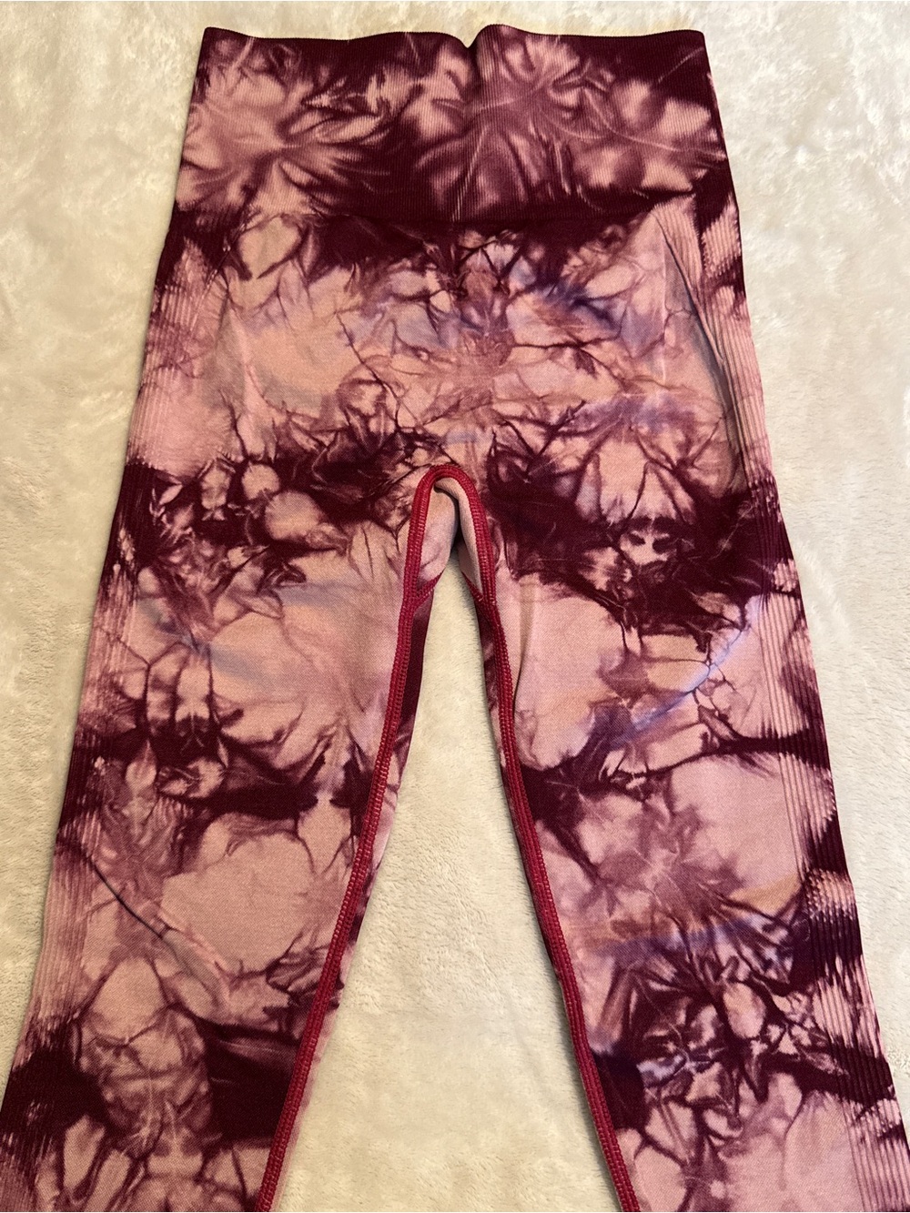 Tie-Dye High-Waist Leggings - Pink & Maroon